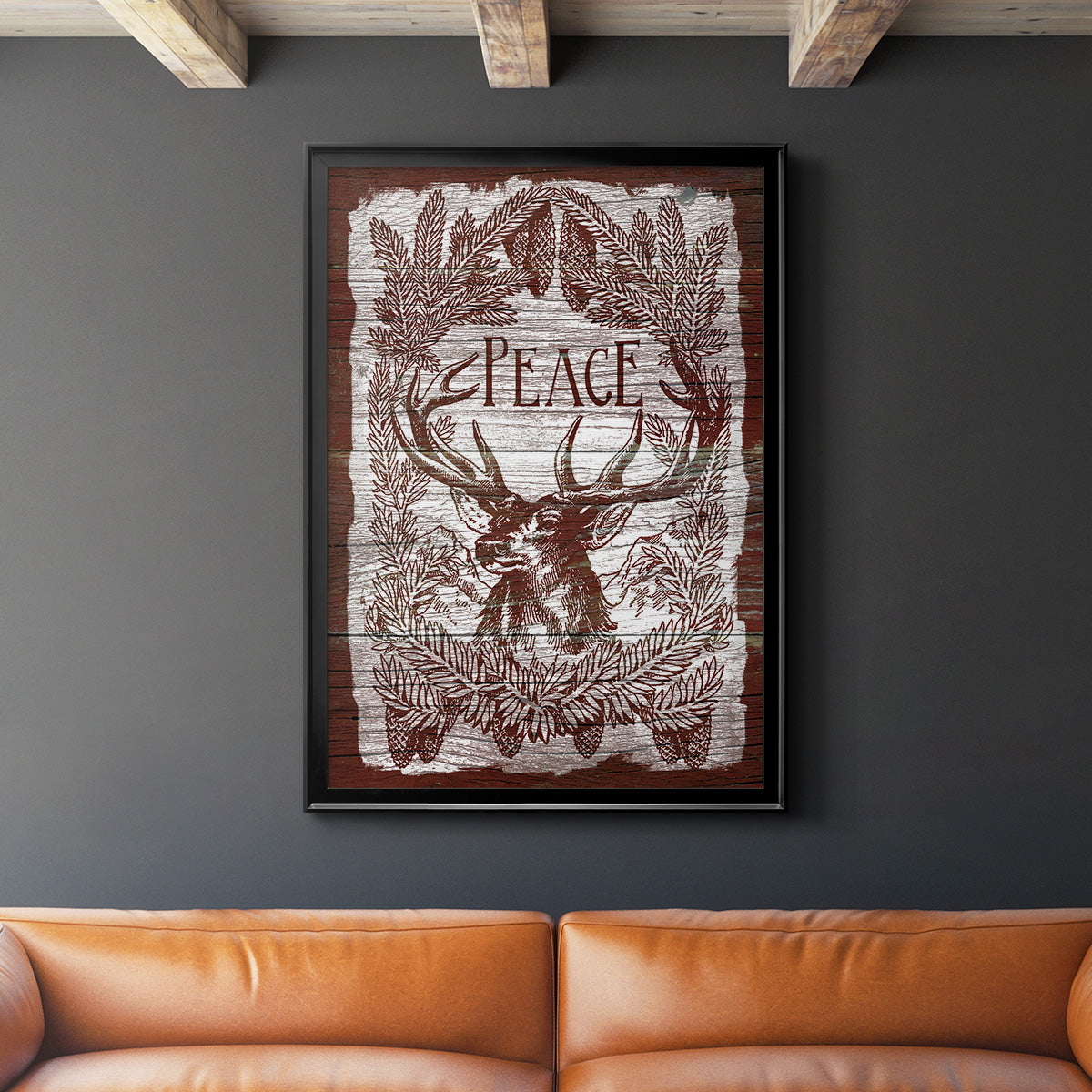 Red Wood Peace -  Framed Canvas Print