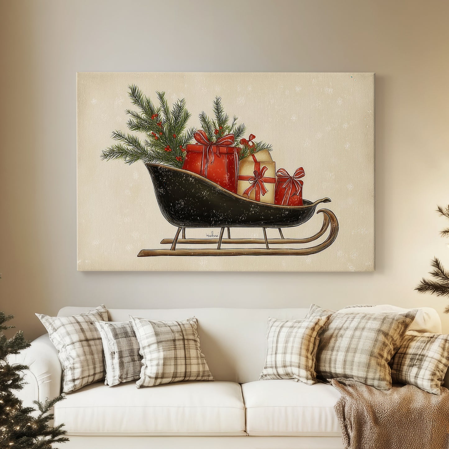 Gilded Yule at Dawn - Canvas Art Print