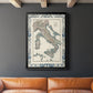 Bordered Map of Italy - Modern Framed Canvas Print