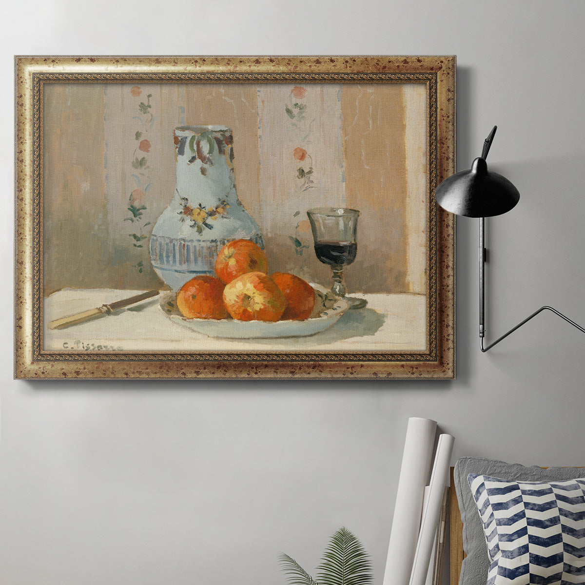 Still Life with Apples and Pitcher Premium Framed Canvas- Ready to Hang