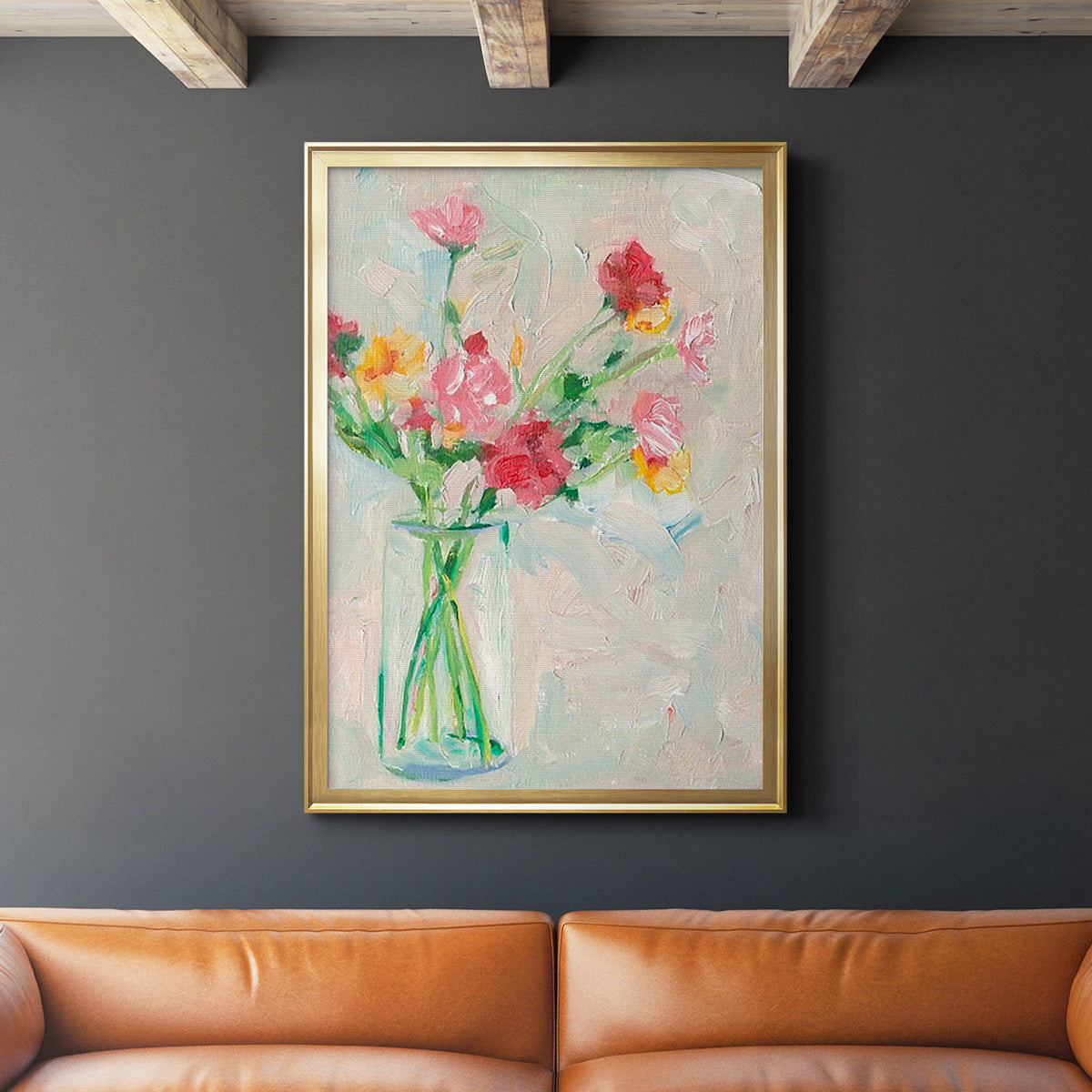 Painterly Soft Bouquet I - Modern Framed Canvas Print