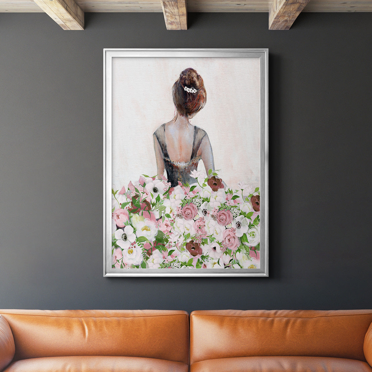 Beautiful Floral Contemplation I - Modern Framed Canvas Print