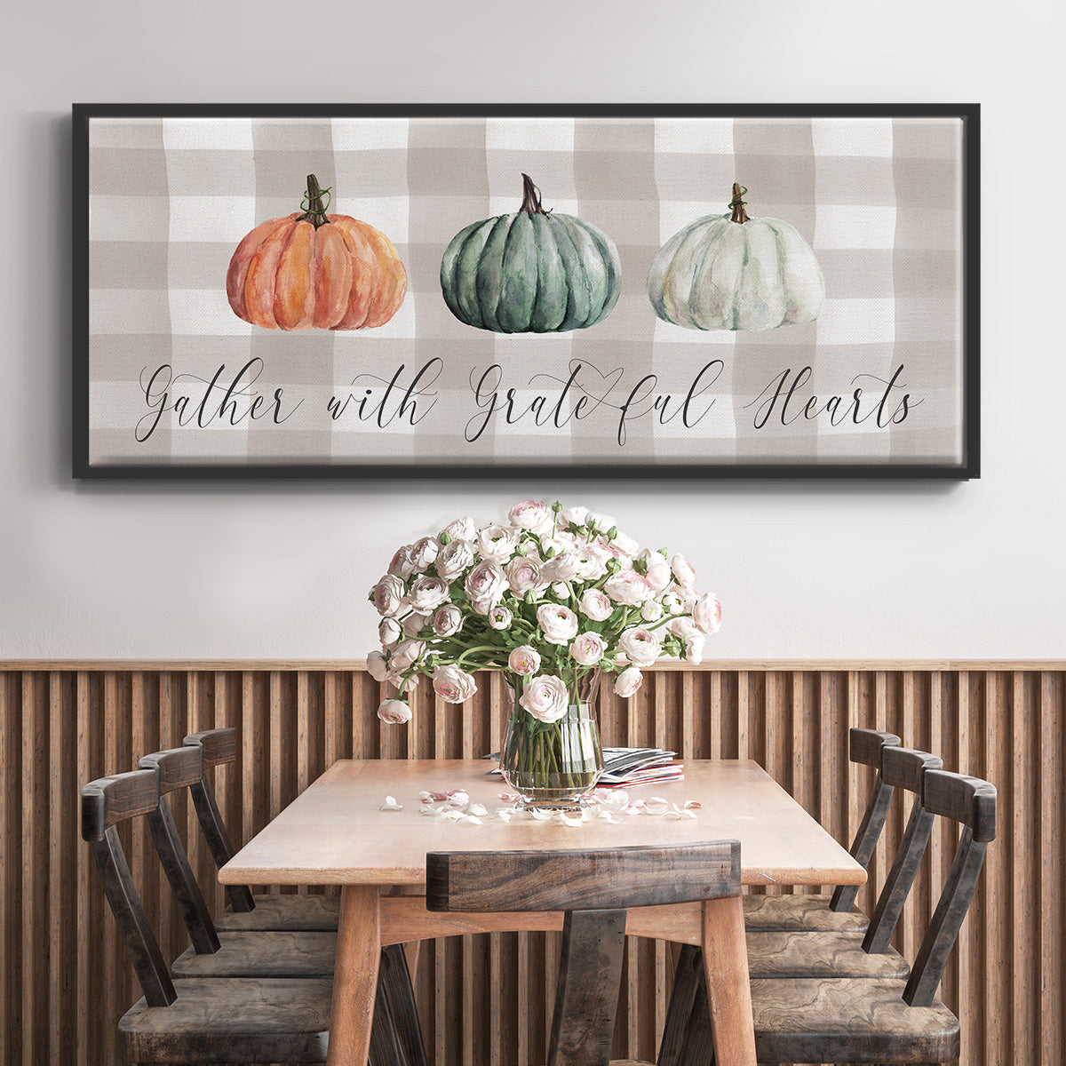 Gather With Grateful Hearts - Floater Framed Canvas Print