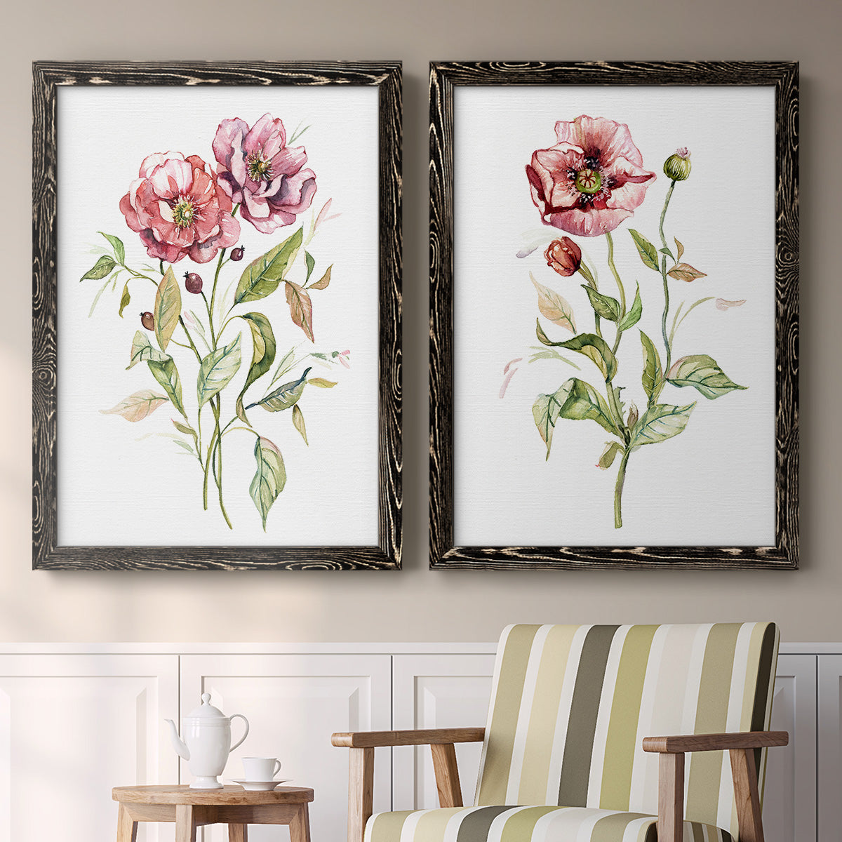 Wild Roses - Premium Framed Canvas 2 Piece Set - Ready to Hang