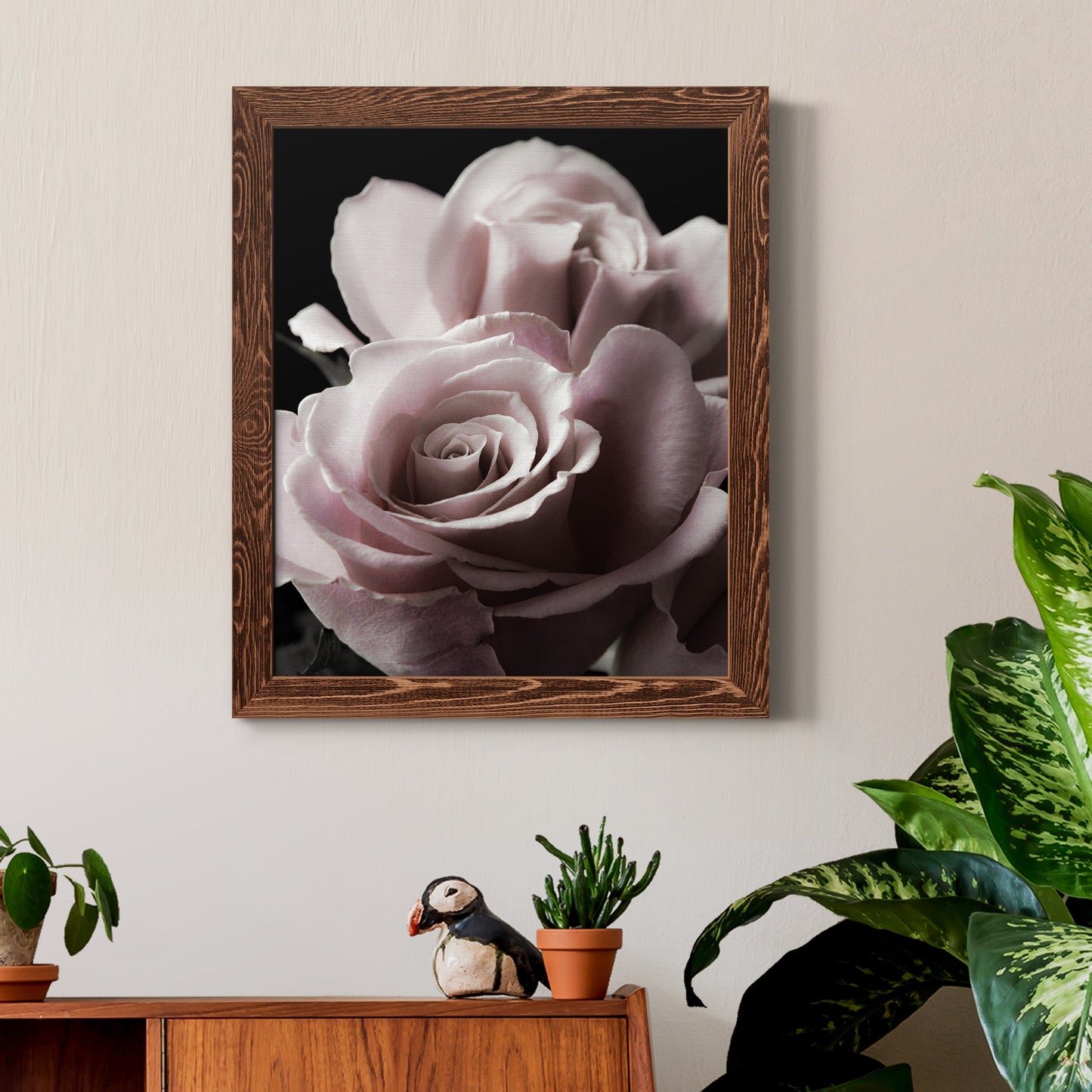 Rose Noir II - Premium Canvas Framed in Barnwood - Ready to Hang