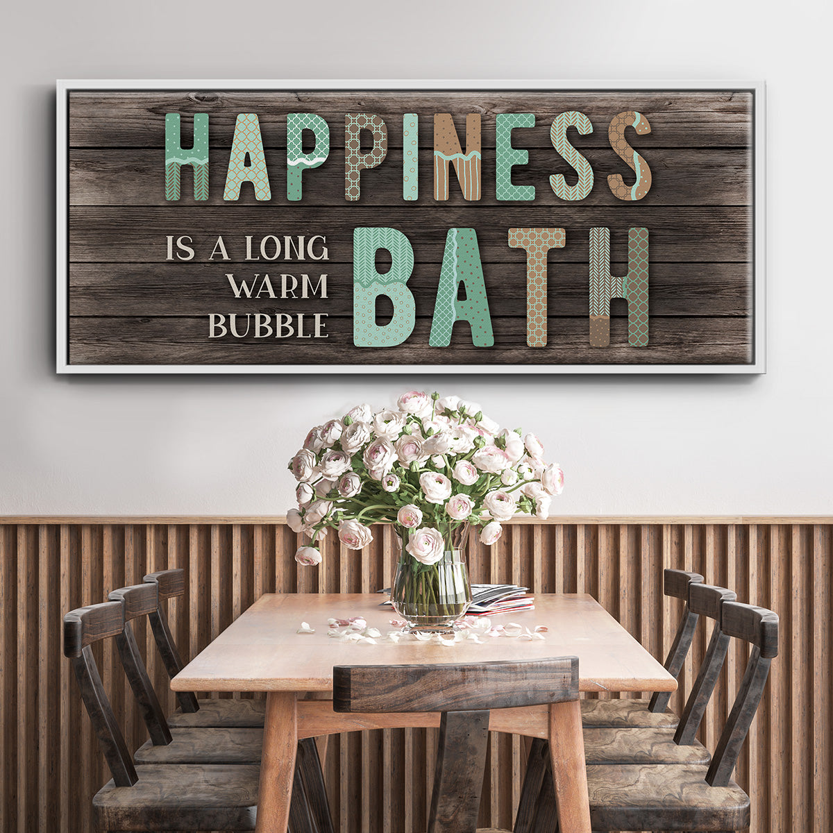 Happiness Bath - Floater Framed Canvas Print