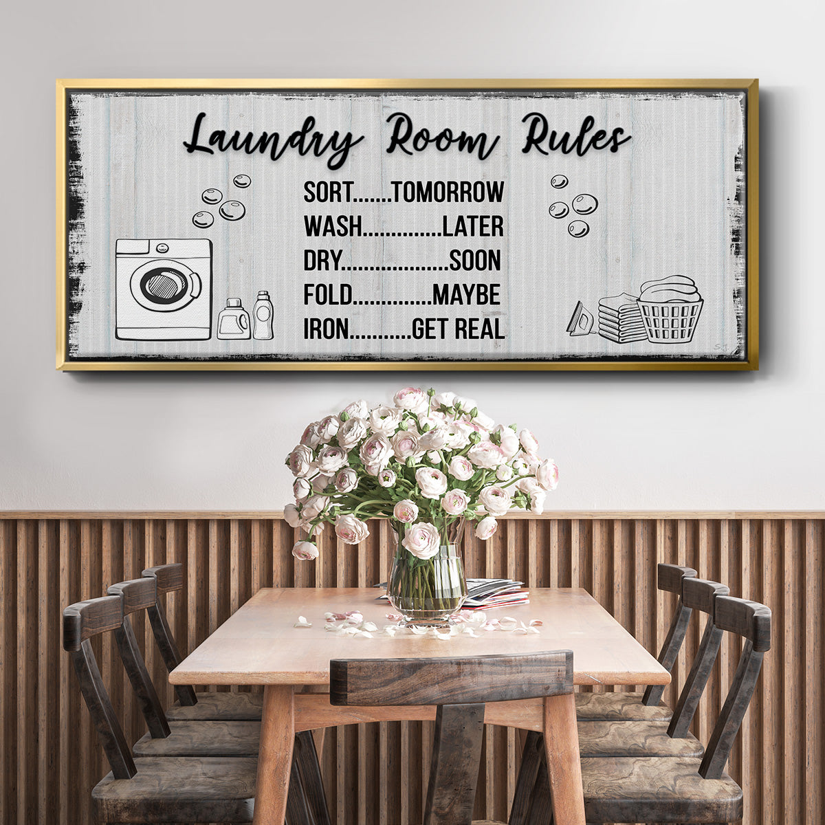 Laundry Room Rules - Floater Framed Canvas Print