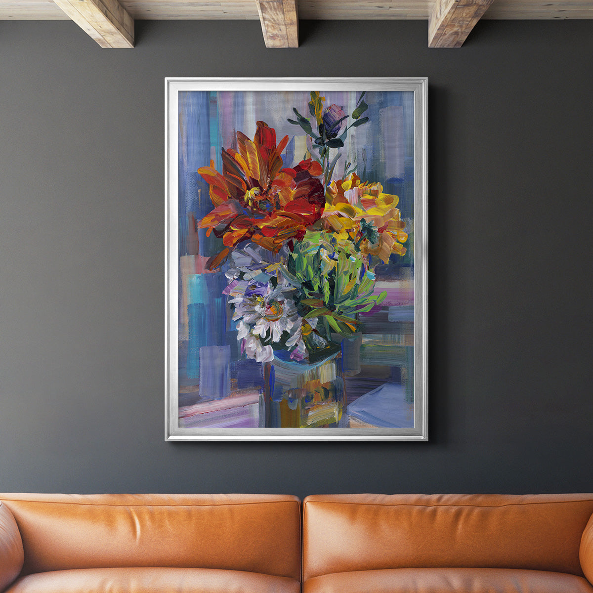 Modern Bouquet - Modern Framed Canvas Print