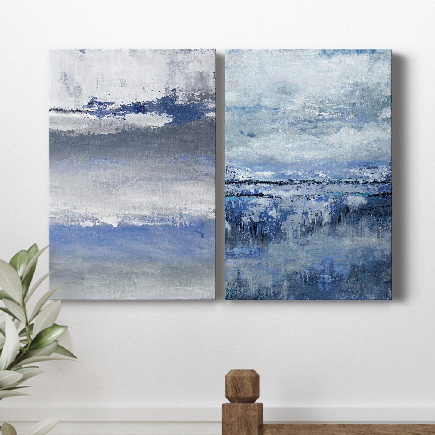 Soft Solace Indigo Premium Gallery Wrapped Canvas - Ready to Hang - Set of 2 - 8 x 12 Each