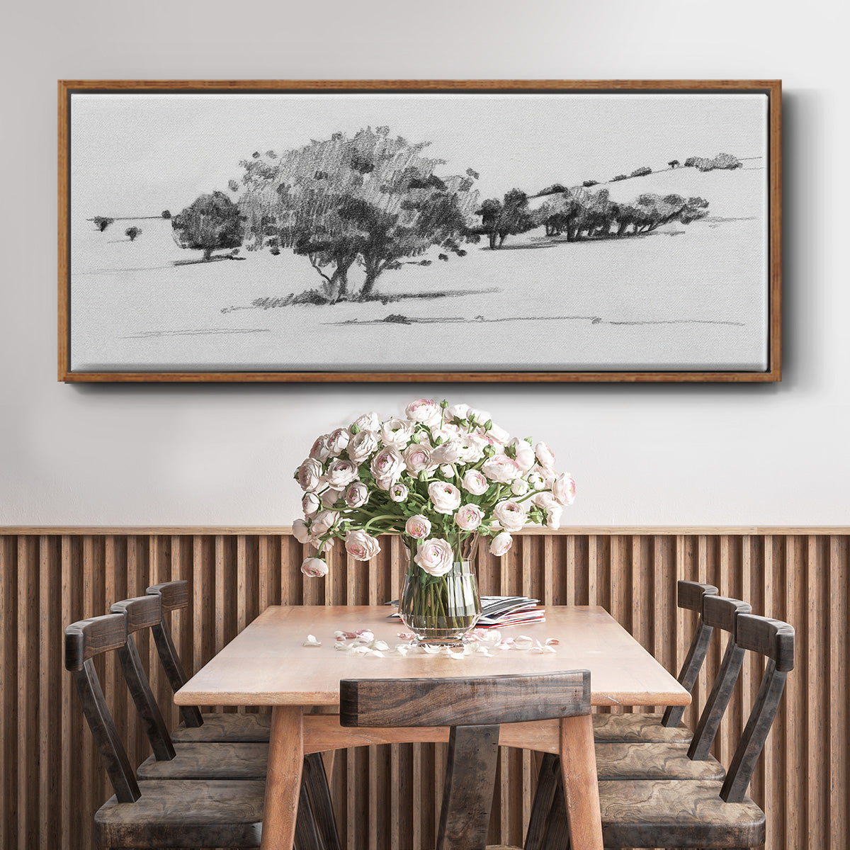 Treeline Sketch I - Floater Framed Canvas Print