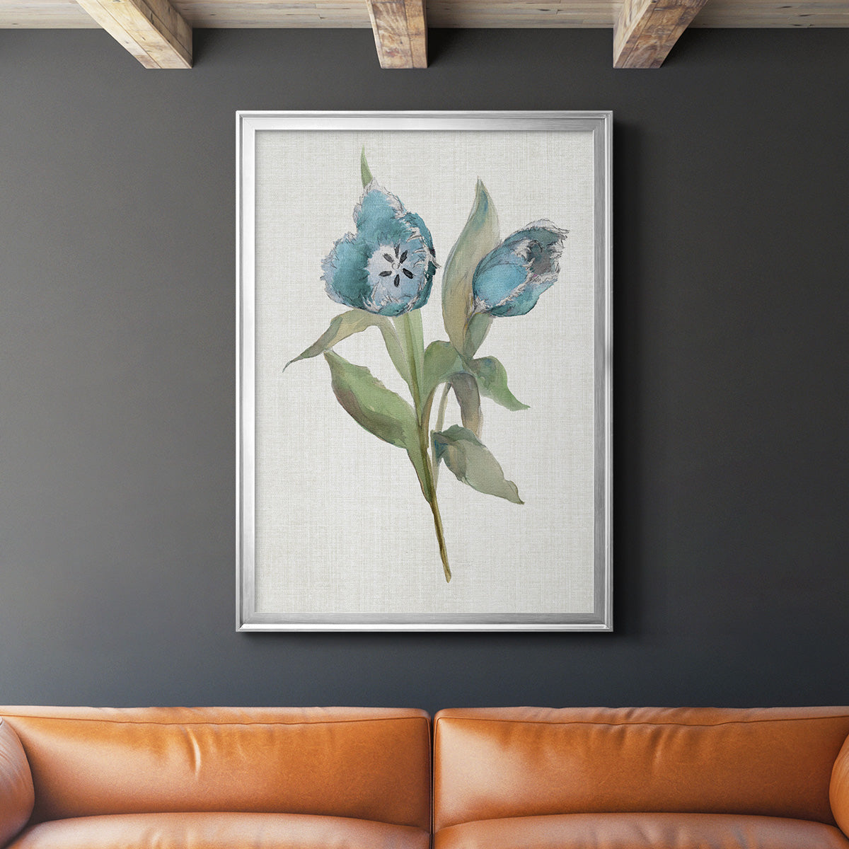 Blue Tulip Picks I - Modern Framed Canvas Print