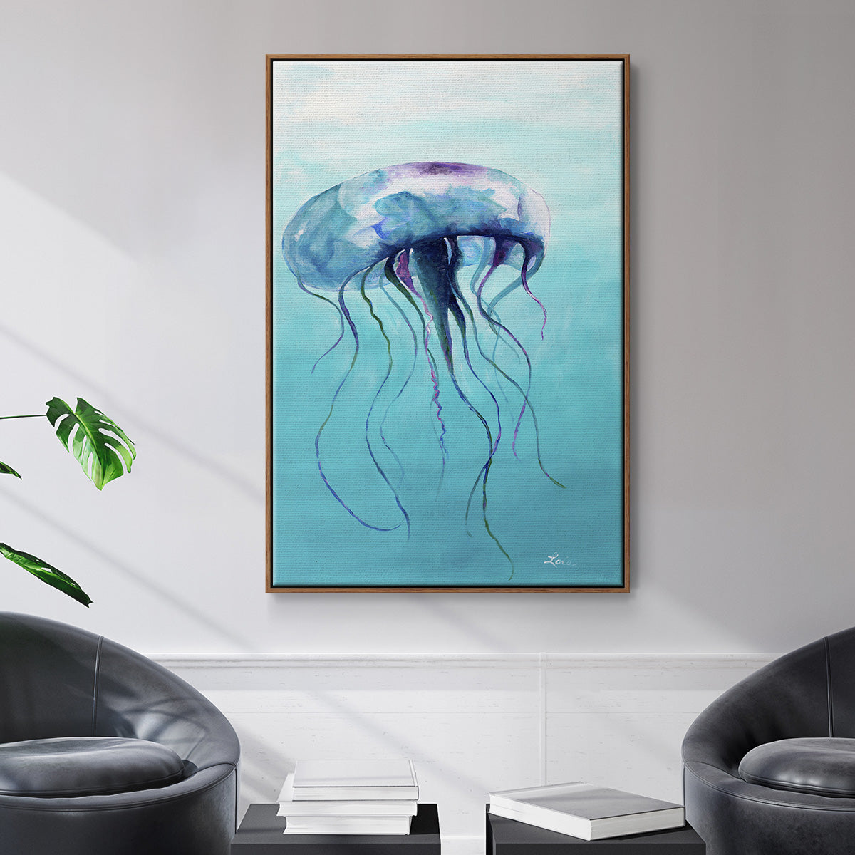 Jelly Fish - Framed Premium Gallery Wrapped Canvas L Frame - Ready to Hang