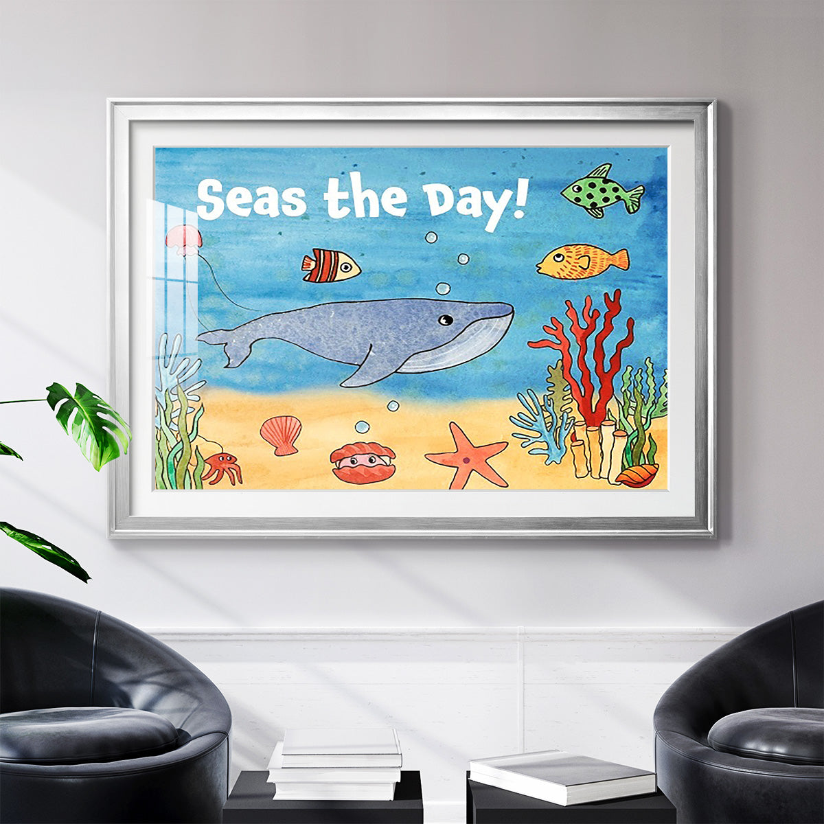 Cute Sea Creatures II - Modern Framed Art Print