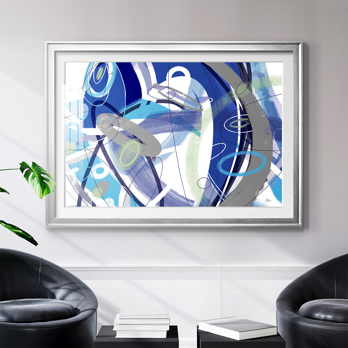 Blue Flow - Modern Framed Art Print