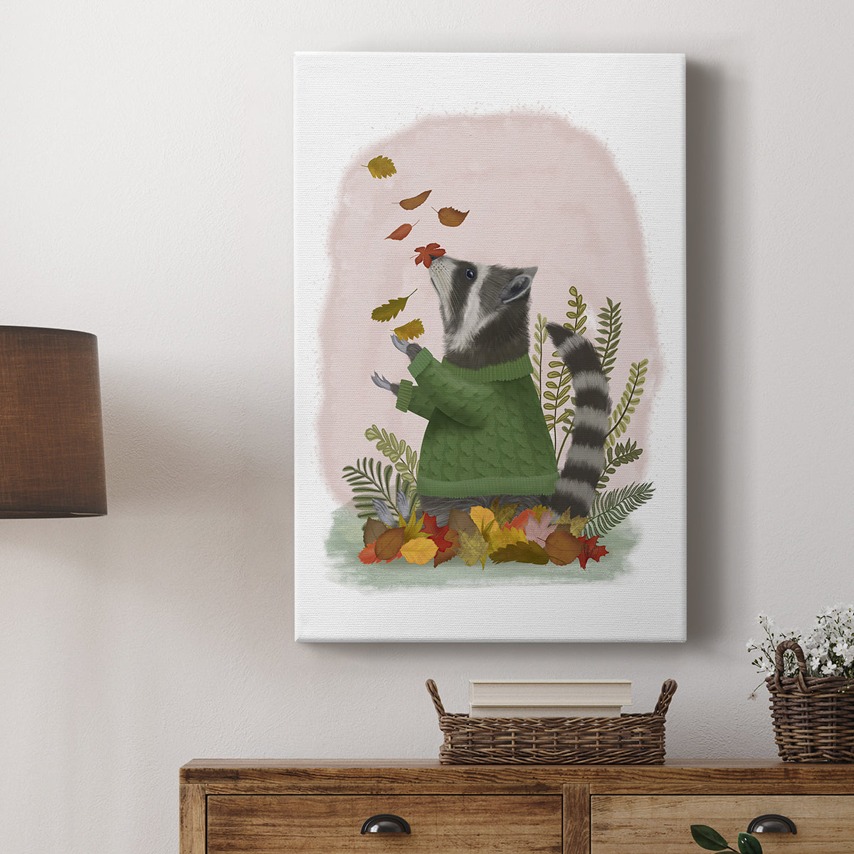 Raccoon Catching Leaves - Canvas Art Print