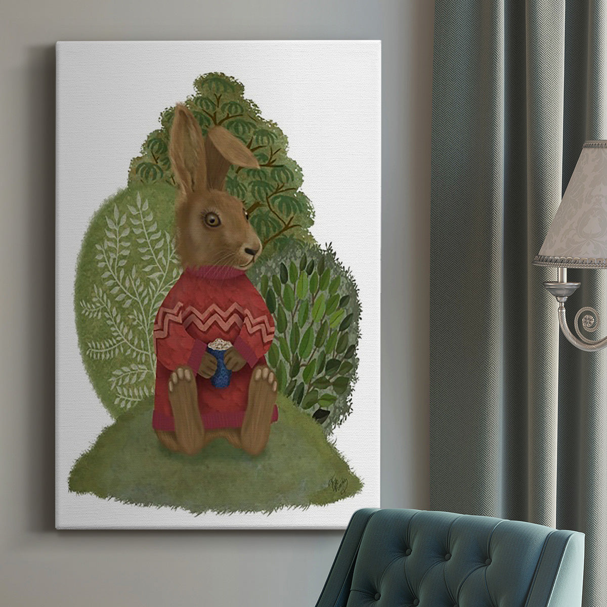 Latte Rabbit in Sweater - Canvas Art Print