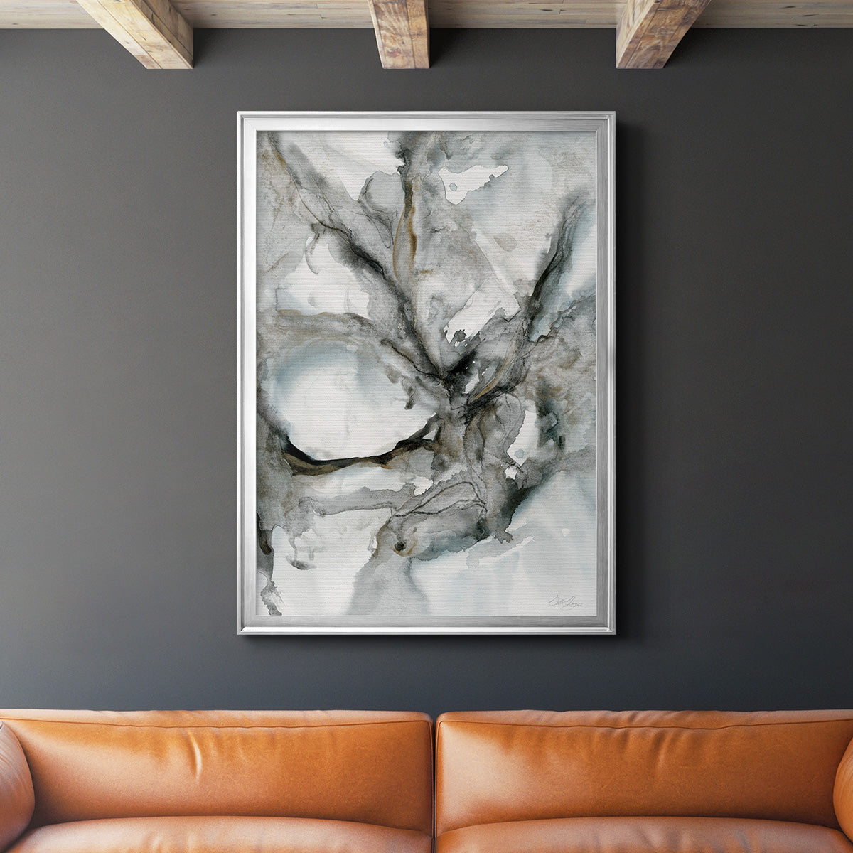 Marble Harmony - Modern Framed Canvas Print