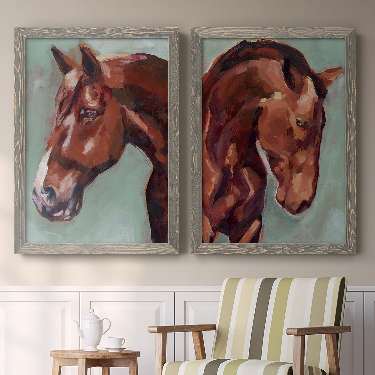 Paint by Number Horse I - Premium Framed Canvas 2 Piece Set - Ready to Hang