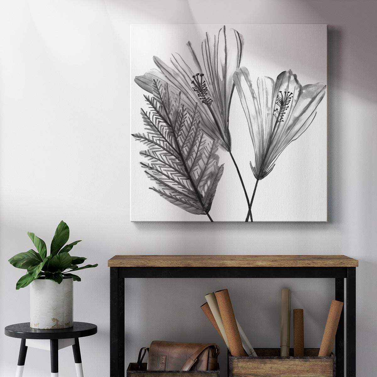 Floral Silhouette II - Canvas Art Print