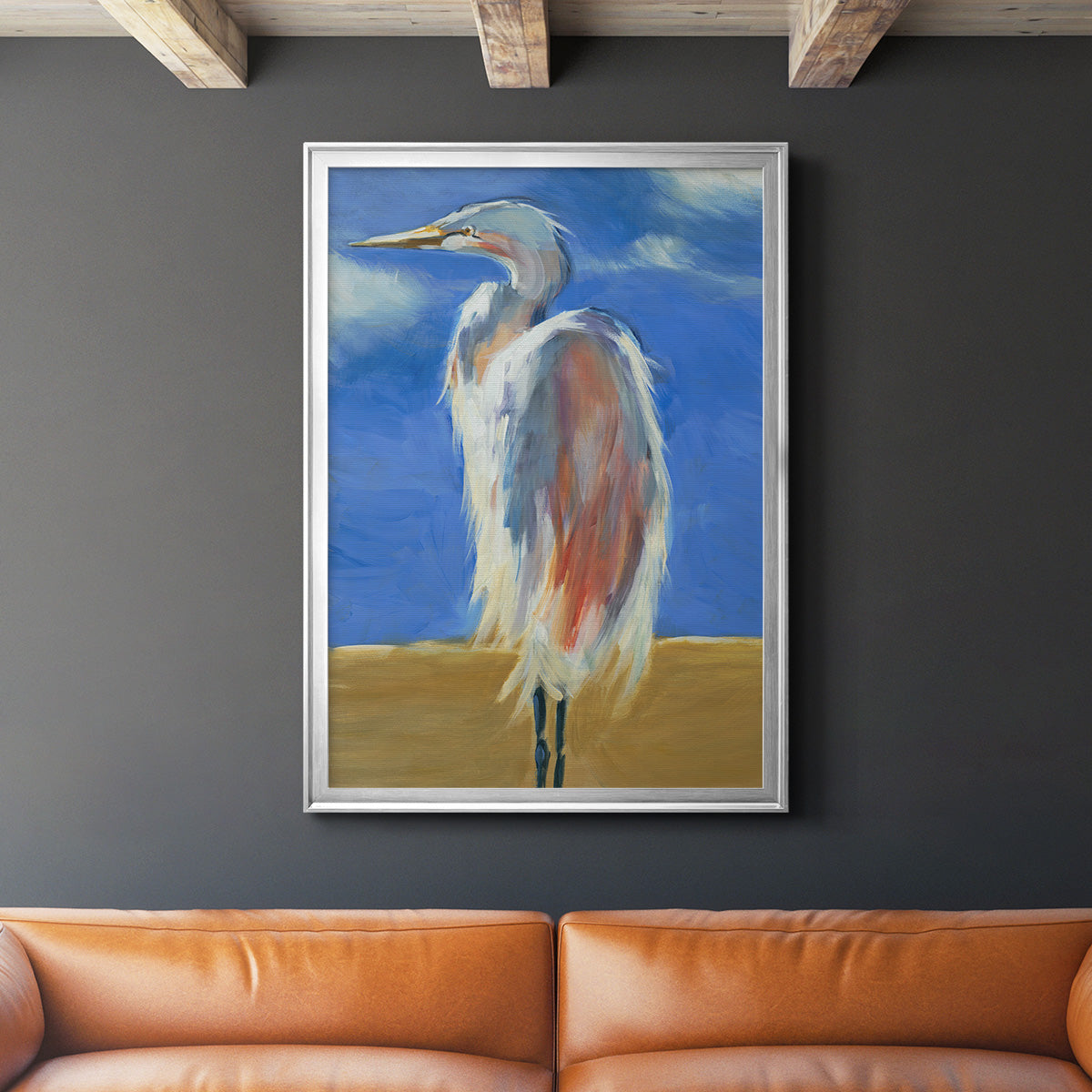 Blue Heron - Modern Framed Canvas Print