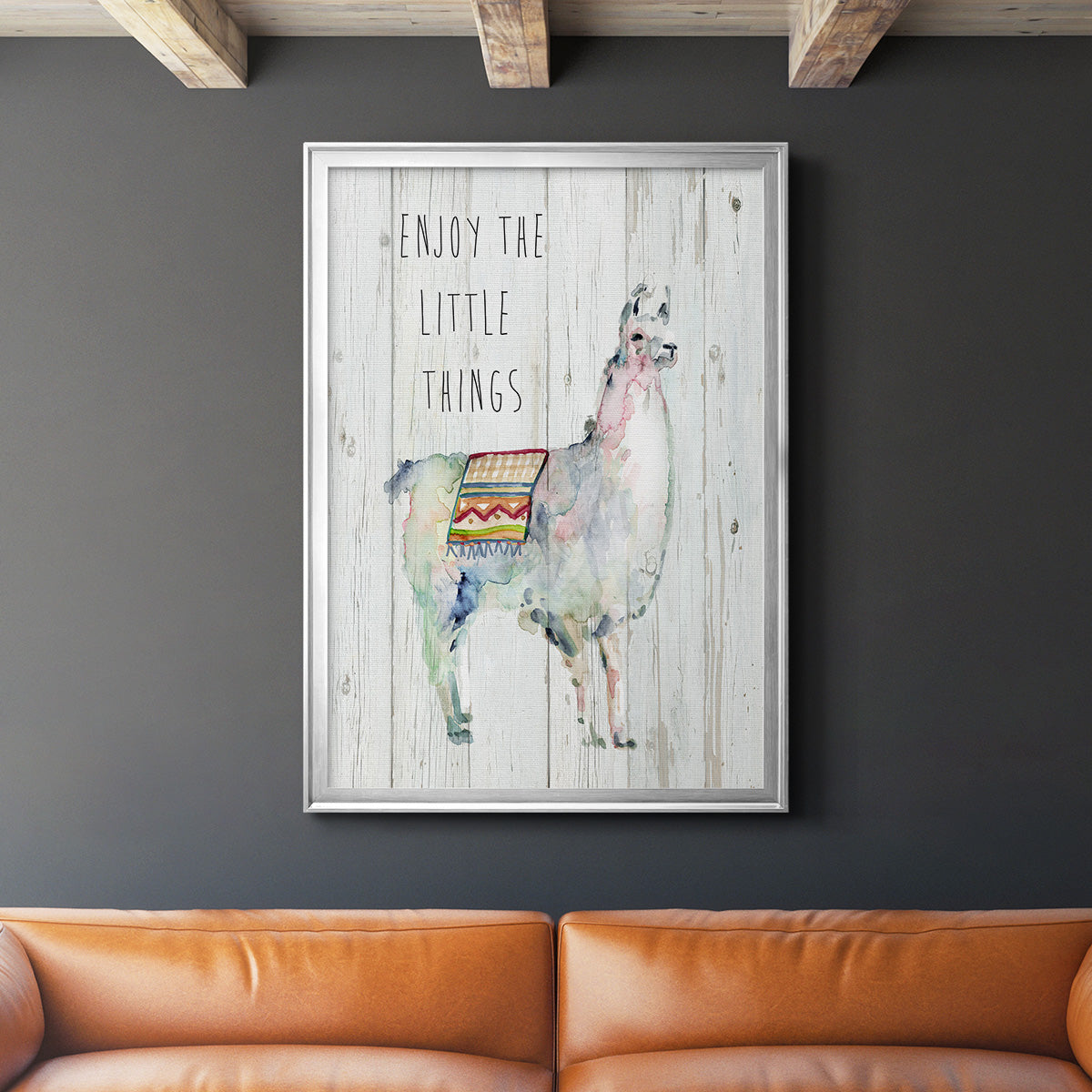 Llama Little Things - Modern Framed Canvas Print