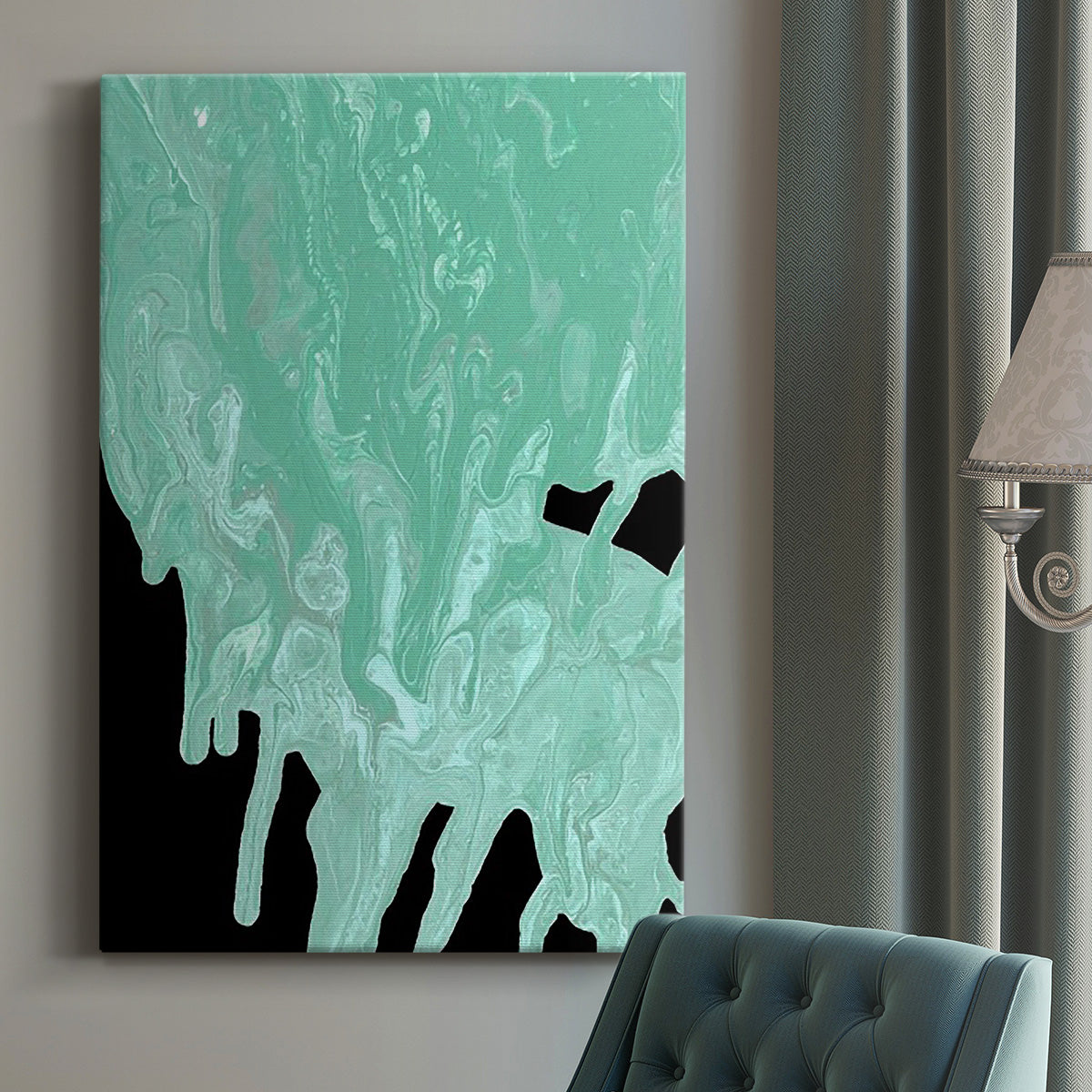 Teal Cascade I Premium Gallery Wrapped Canvas - Ready to Hang