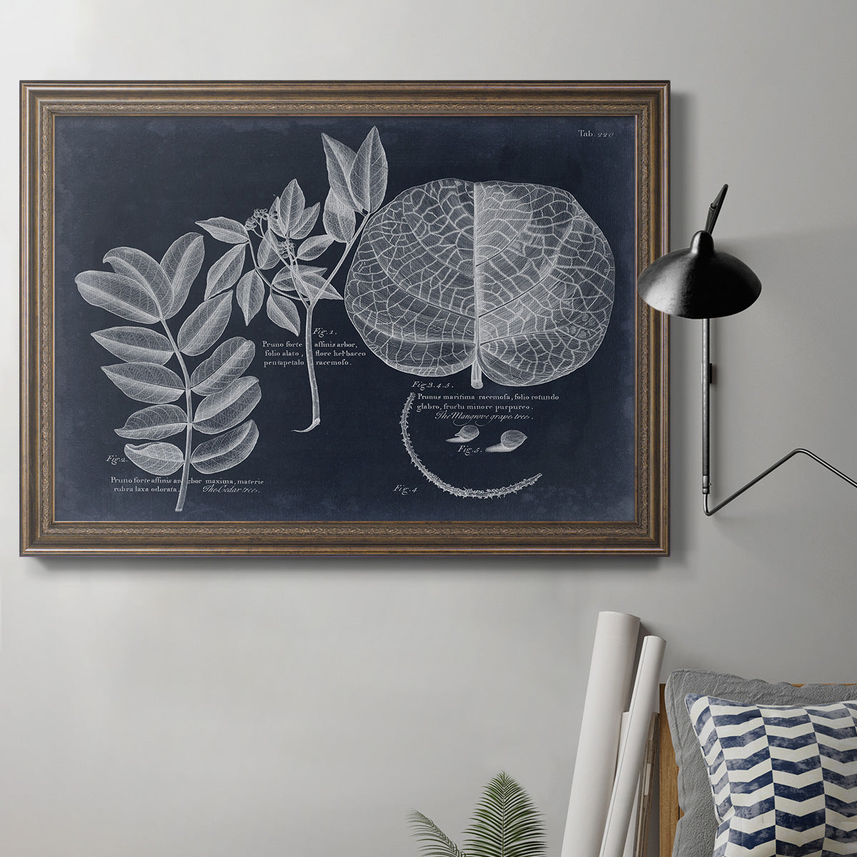 Foliage on Navy I Premium Framed Canvas- Ready to Hang