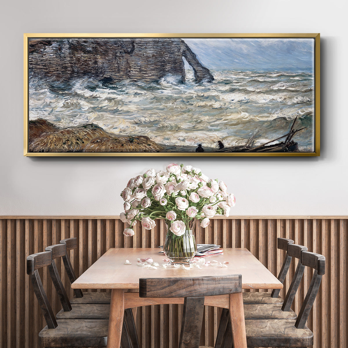 The Manneport, Étretat, Rough Sea, 1883 - Floater Framed Canvas Print