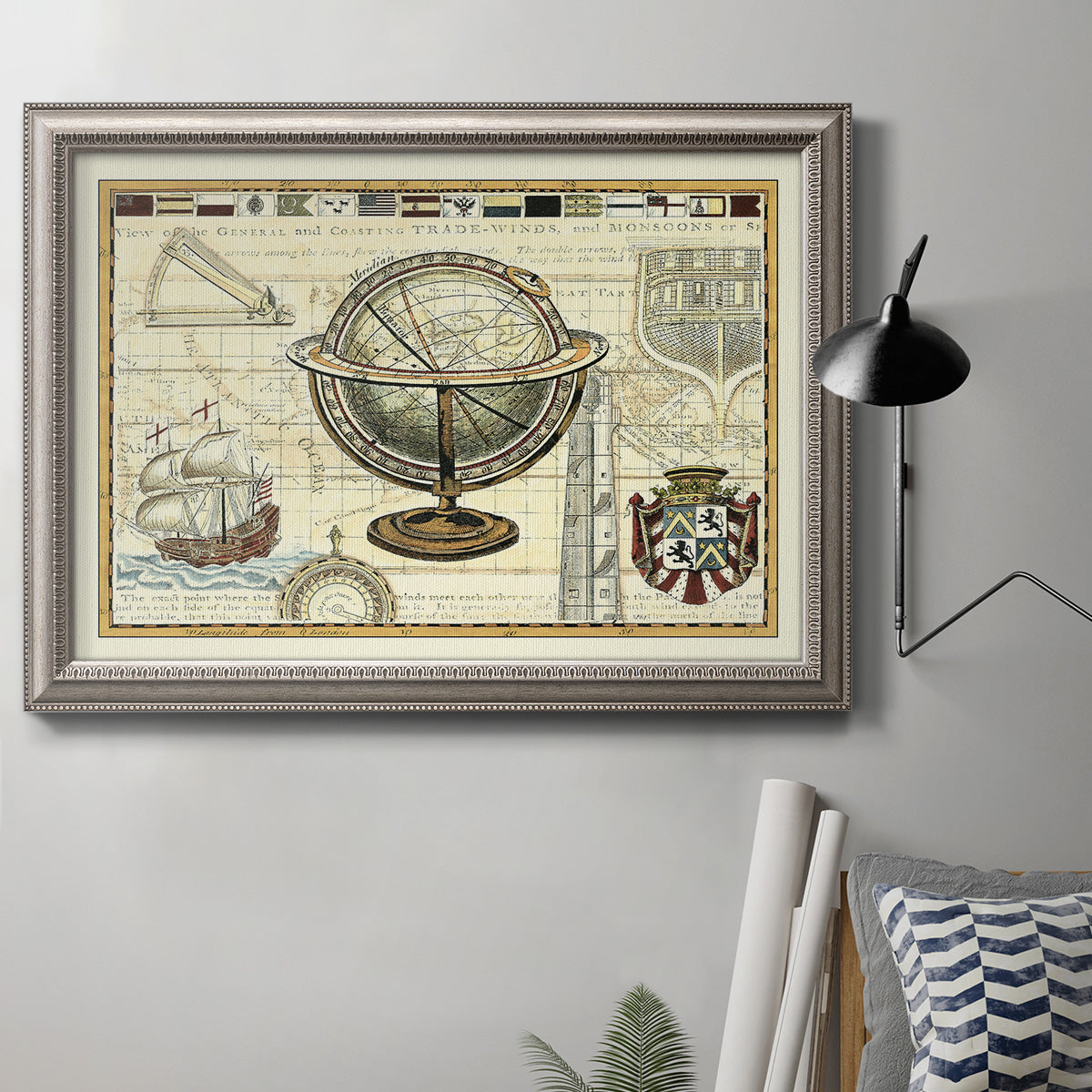 Nautical Map II Premium Framed Canvas- Ready to Hang