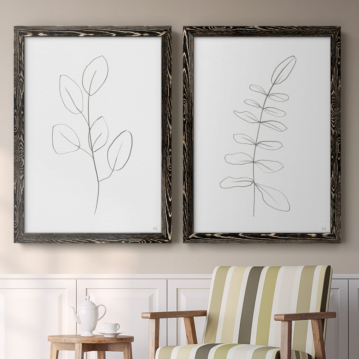 Botanical Gesture III - Premium Framed Canvas 2 Piece Set - Ready to Hang