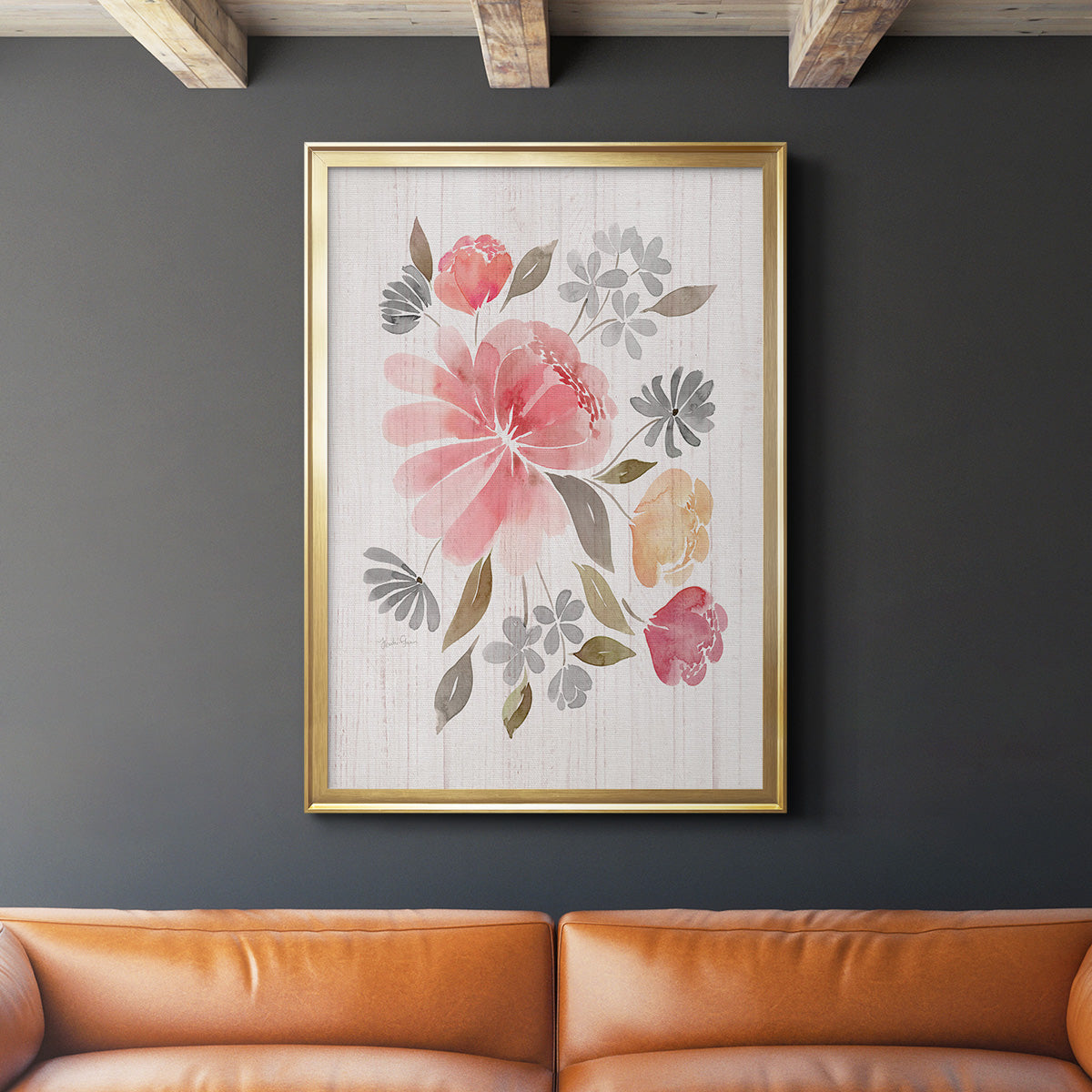 Loose Peonies I - Modern Framed Canvas Print