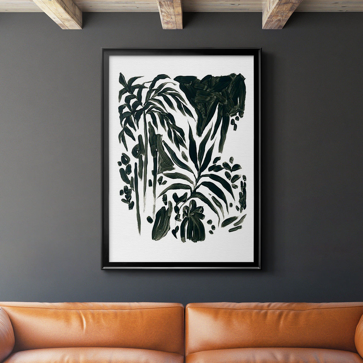 Ink Jungle II - Modern Framed Canvas Print
