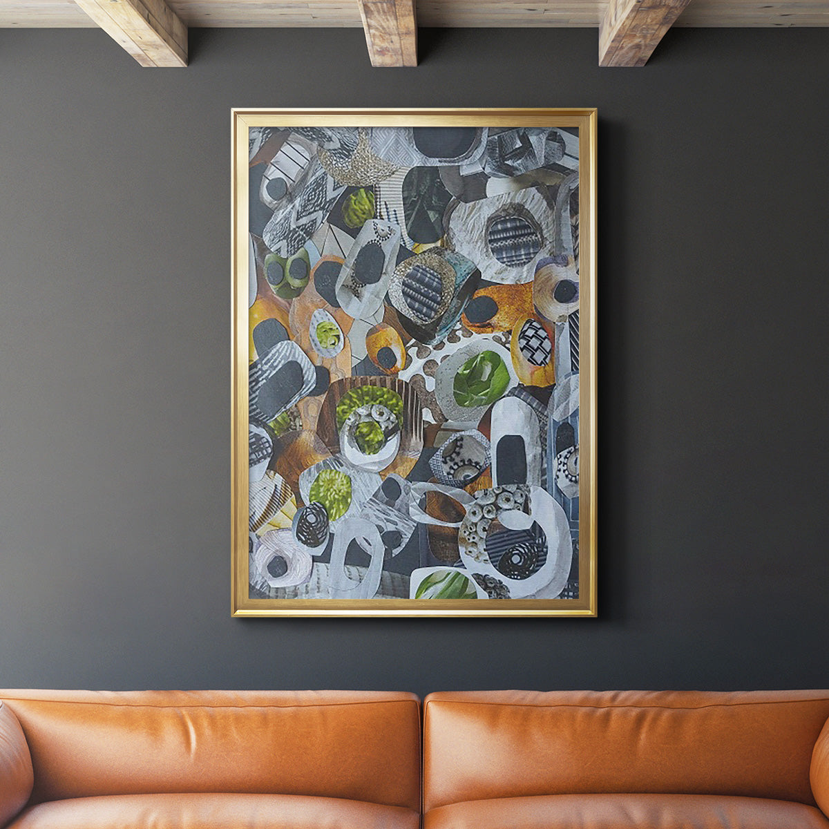 Big Sur Stones and Kelp - Modern Framed Canvas Print