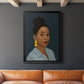 Figure in Yellow Earring - Modern Framed Canvas Print