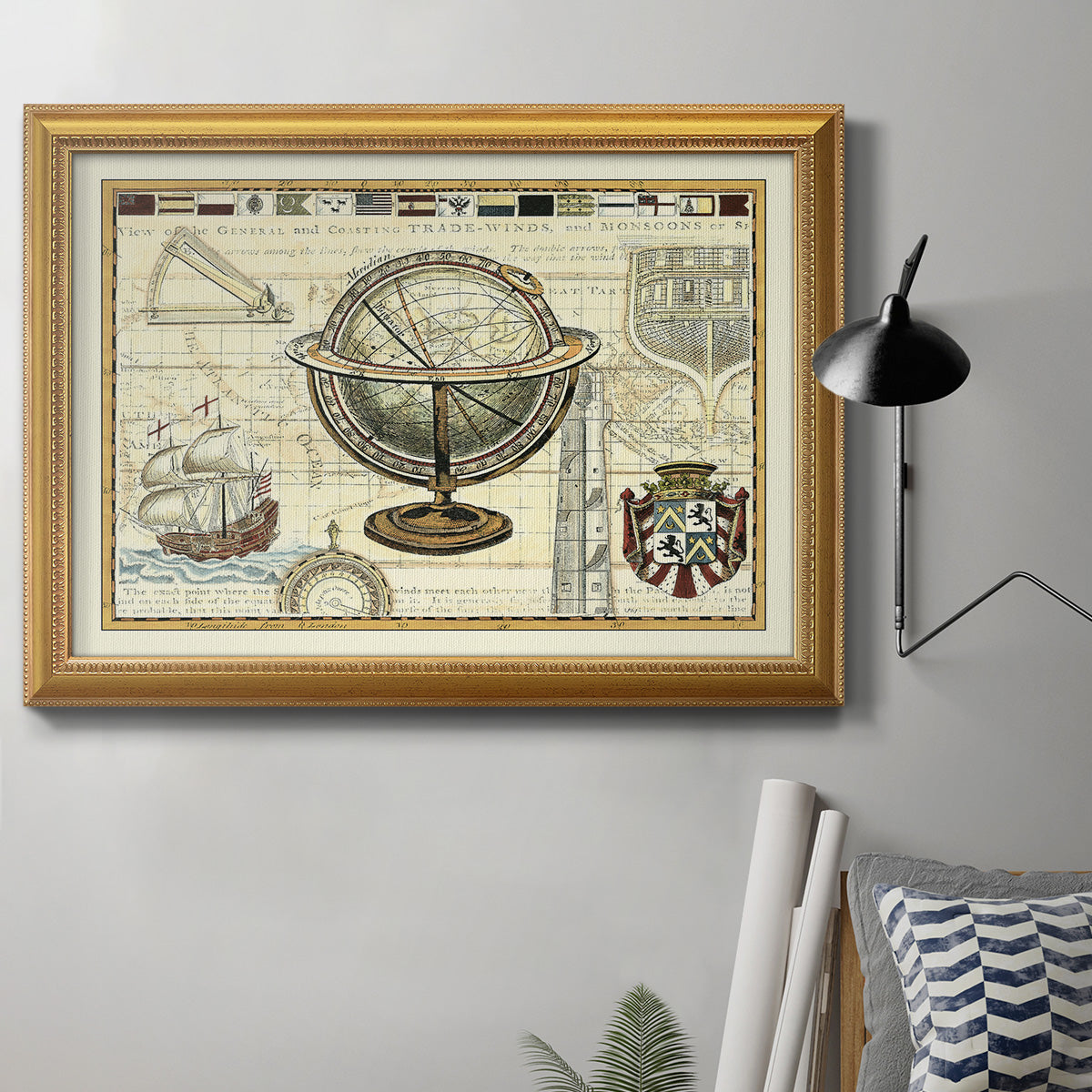 Nautical Map II Premium Framed Canvas- Ready to Hang