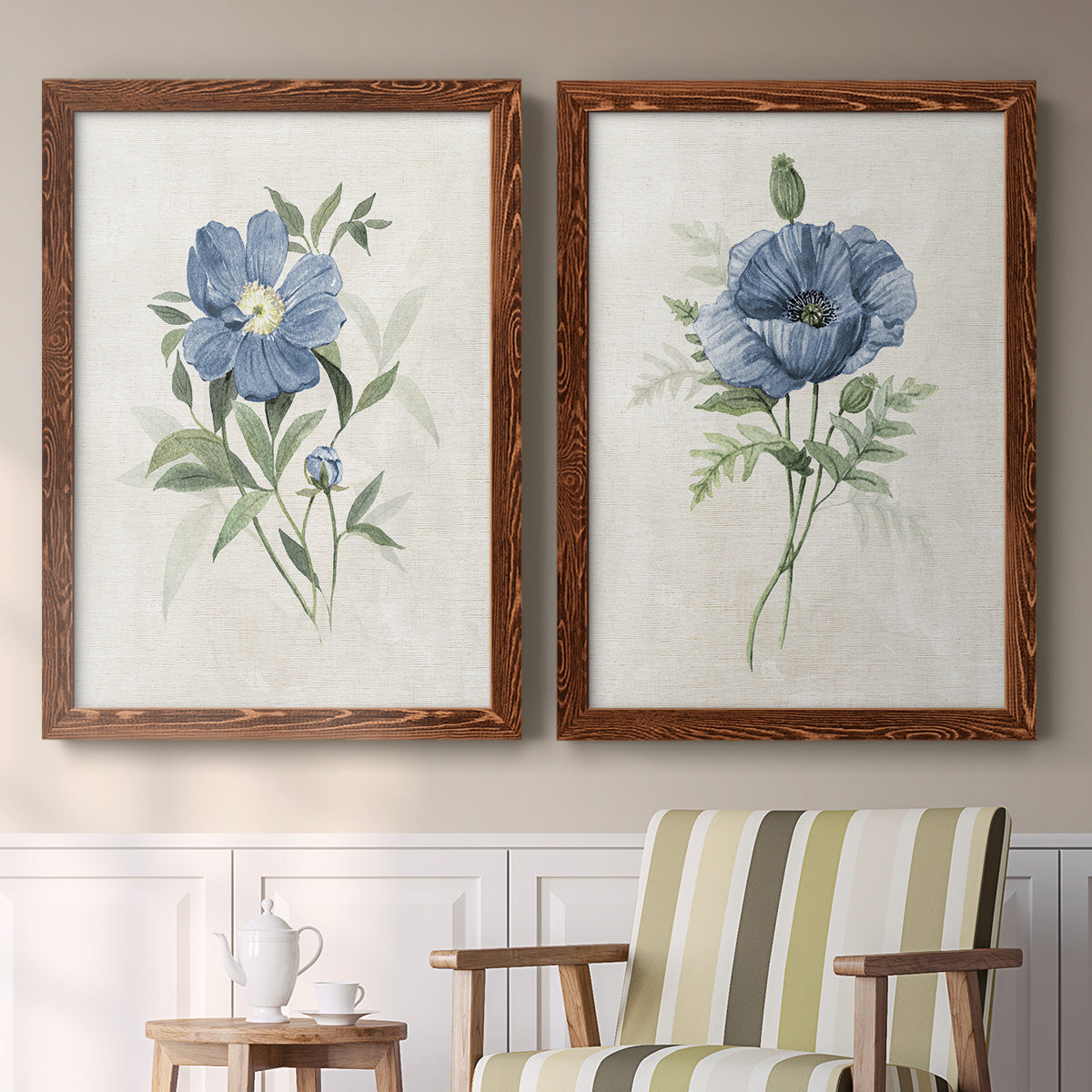 Farmhouse Periwinkle III - Premium Framed Canvas 2 Piece Set - Ready to Hang