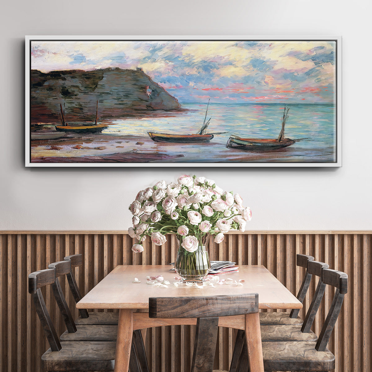 Sunset at Étretat, 1885 - Floater Framed Canvas Print