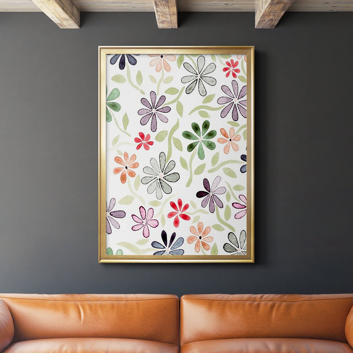 Faded Flowers II - Modern Framed Canvas Print