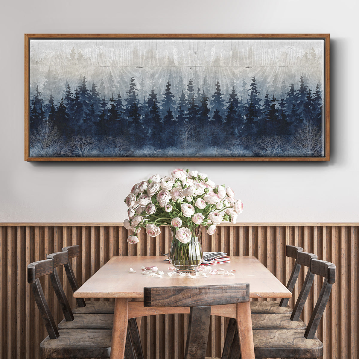 Misty Indigo Forest - Floater Framed Canvas Print