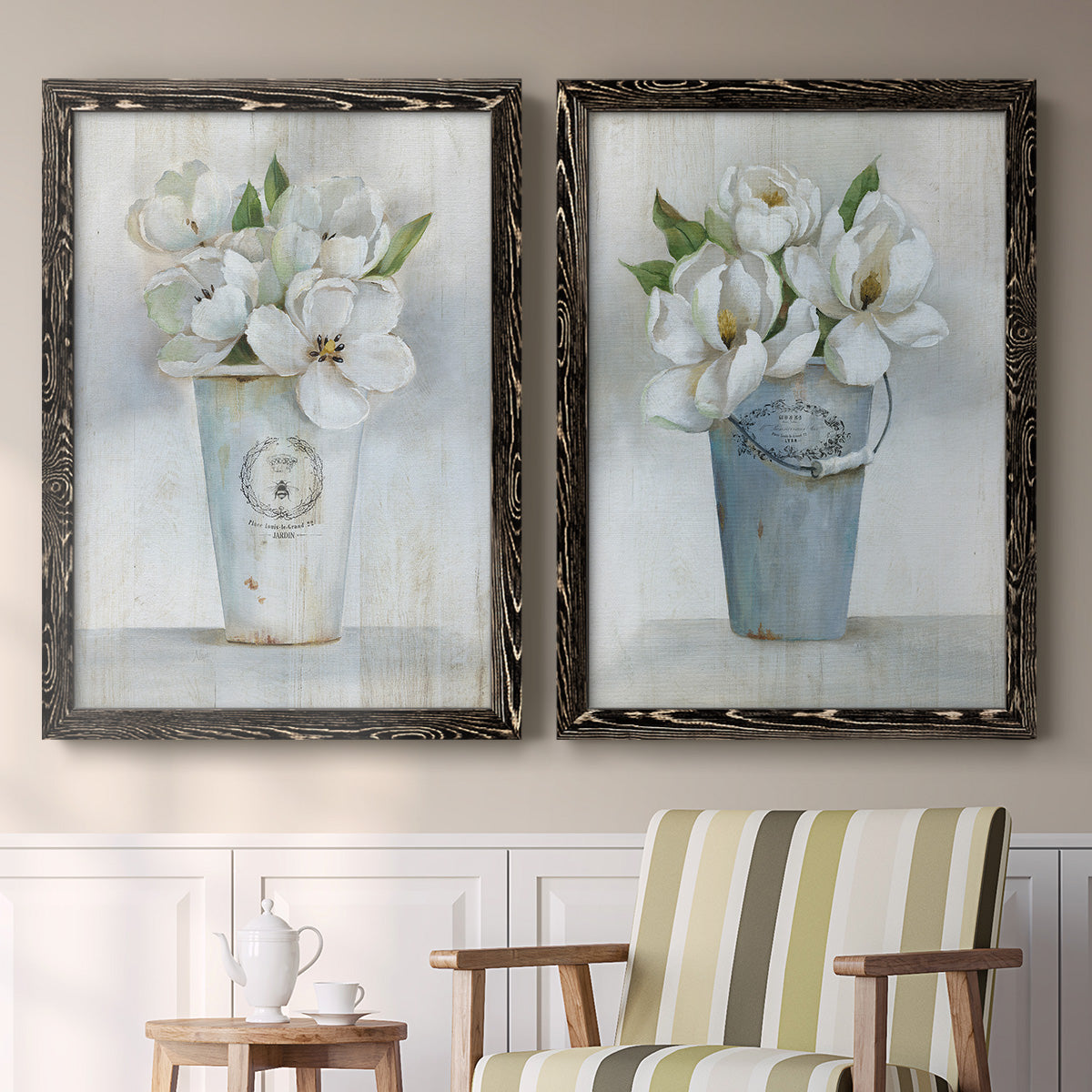 Fleuriste Francais I - Premium Framed Canvas 2 Piece Set - Ready to Hang