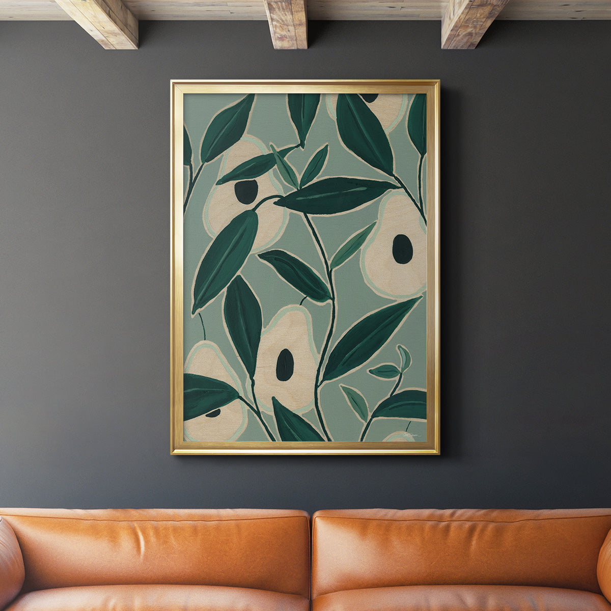 Monochrome Avocados - Modern Framed Canvas Print