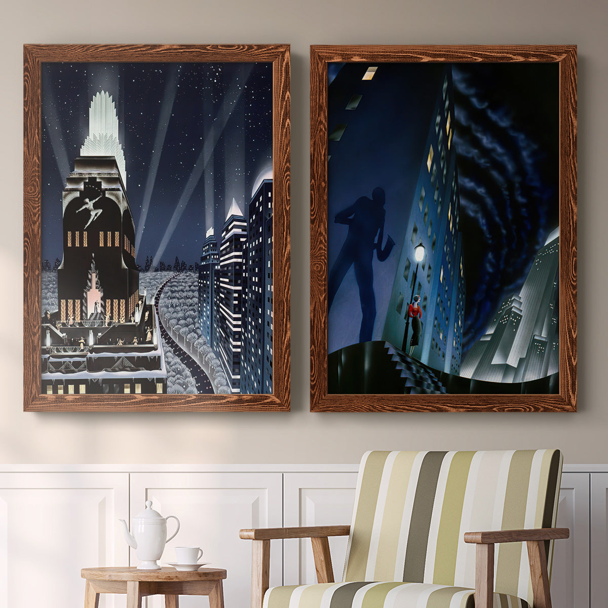 Rooftop Serenade - Premium Framed Canvas 2 Piece Set - Ready to Hang