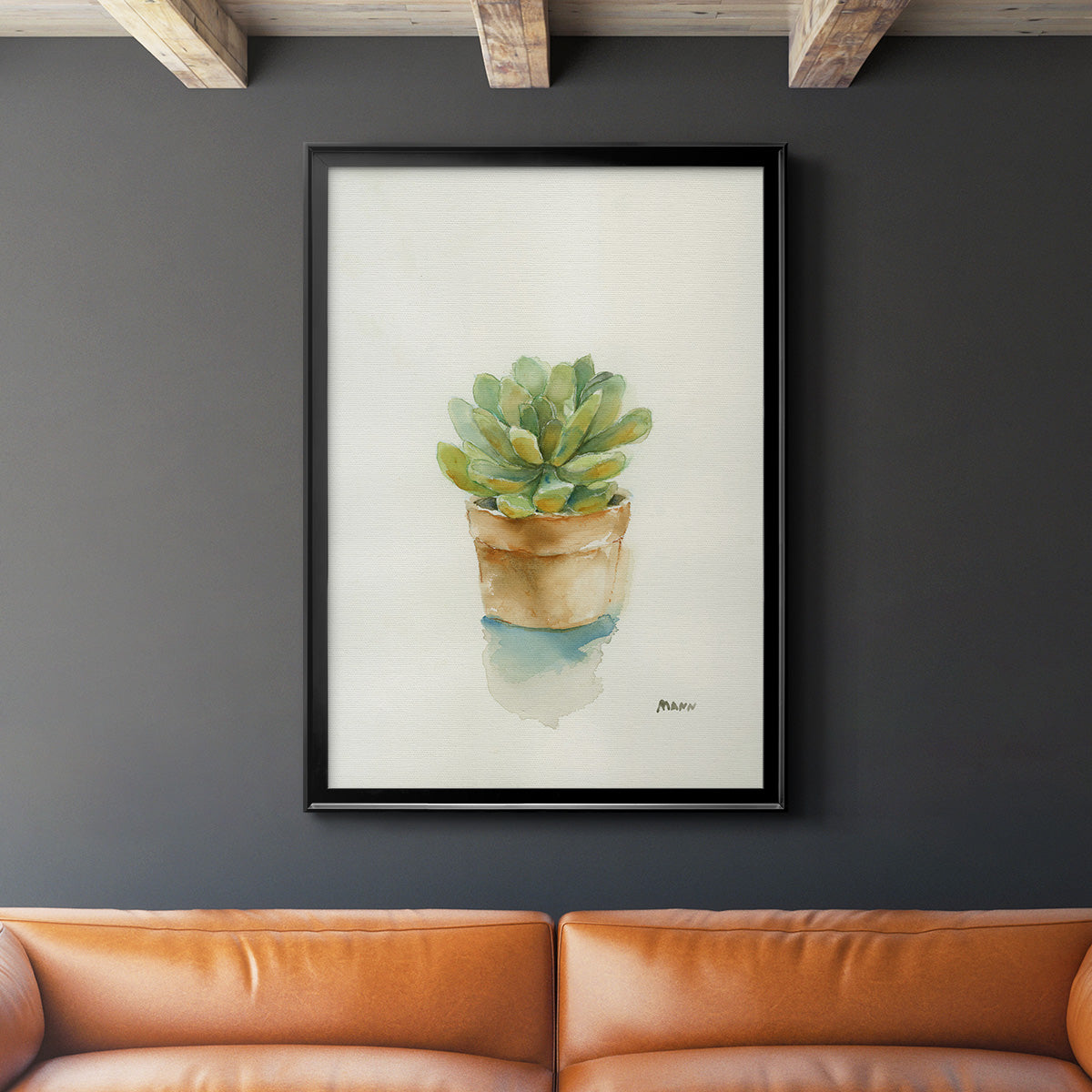 Succulent II - Modern Framed Canvas Print