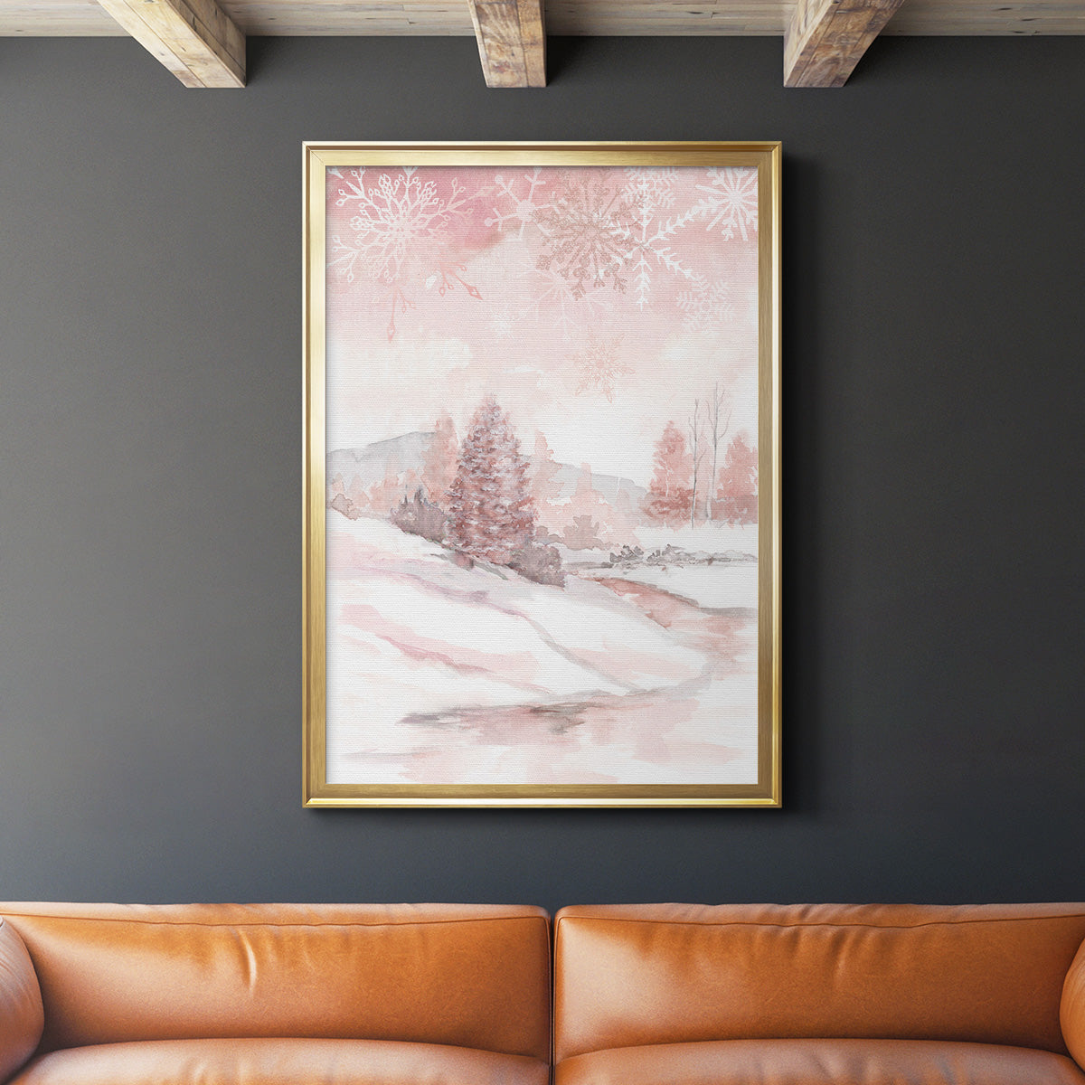 Blush Winter - Modern Framed Canvas Print