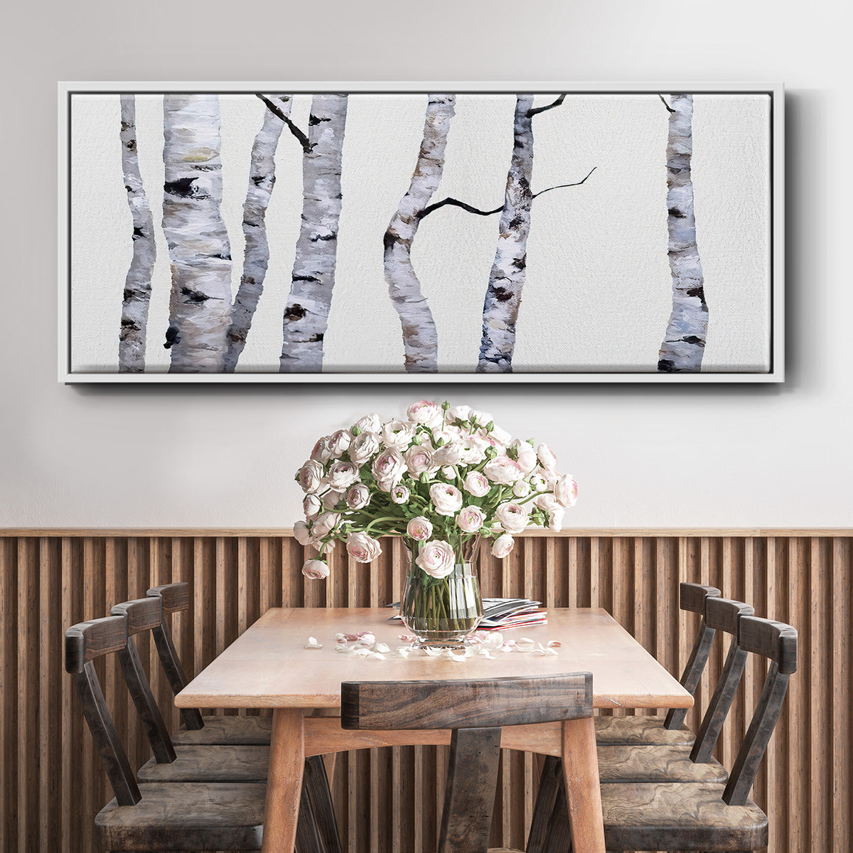 Birch Trees I - Floater Framed Canvas Print