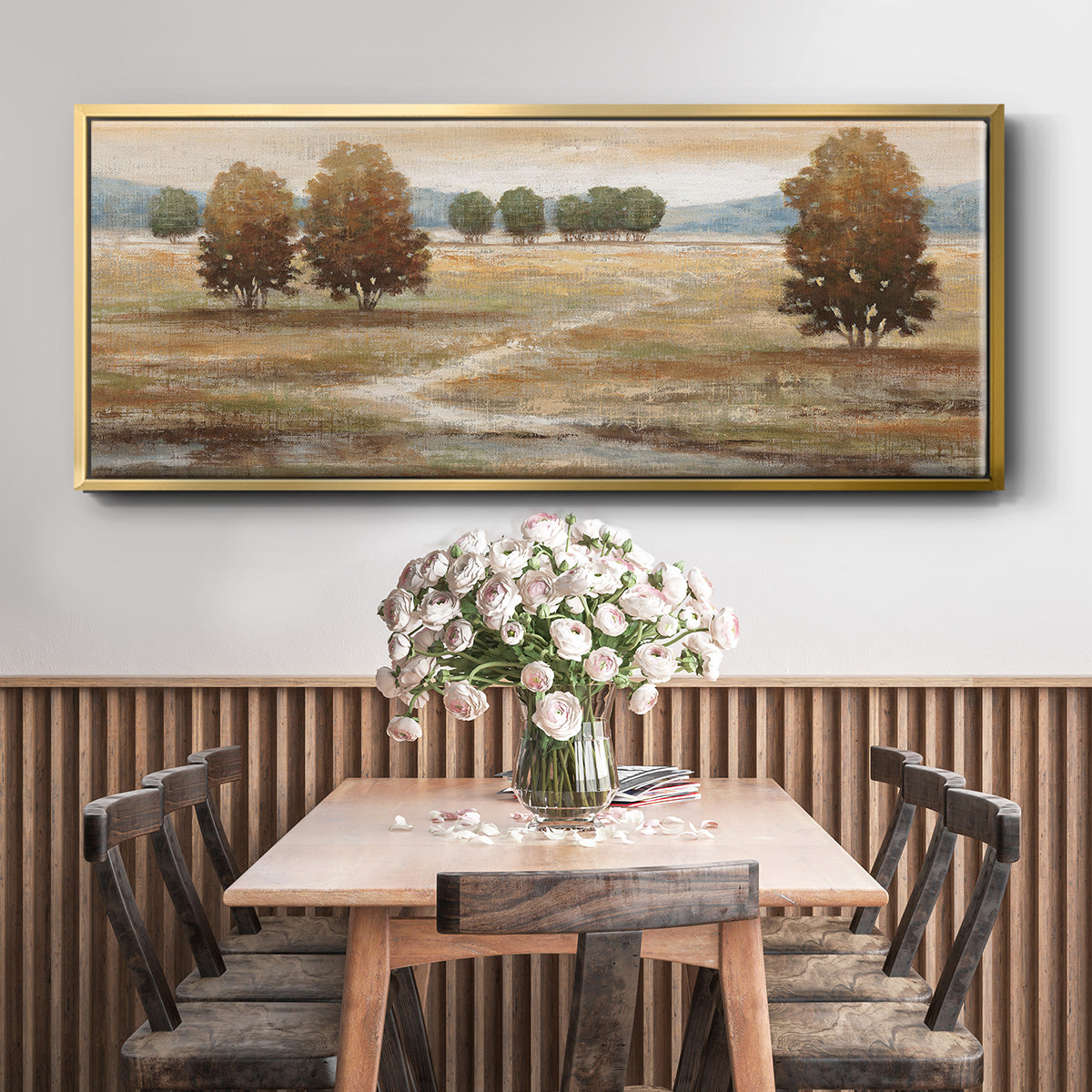Linen Landscape I - Floater Framed Canvas Print