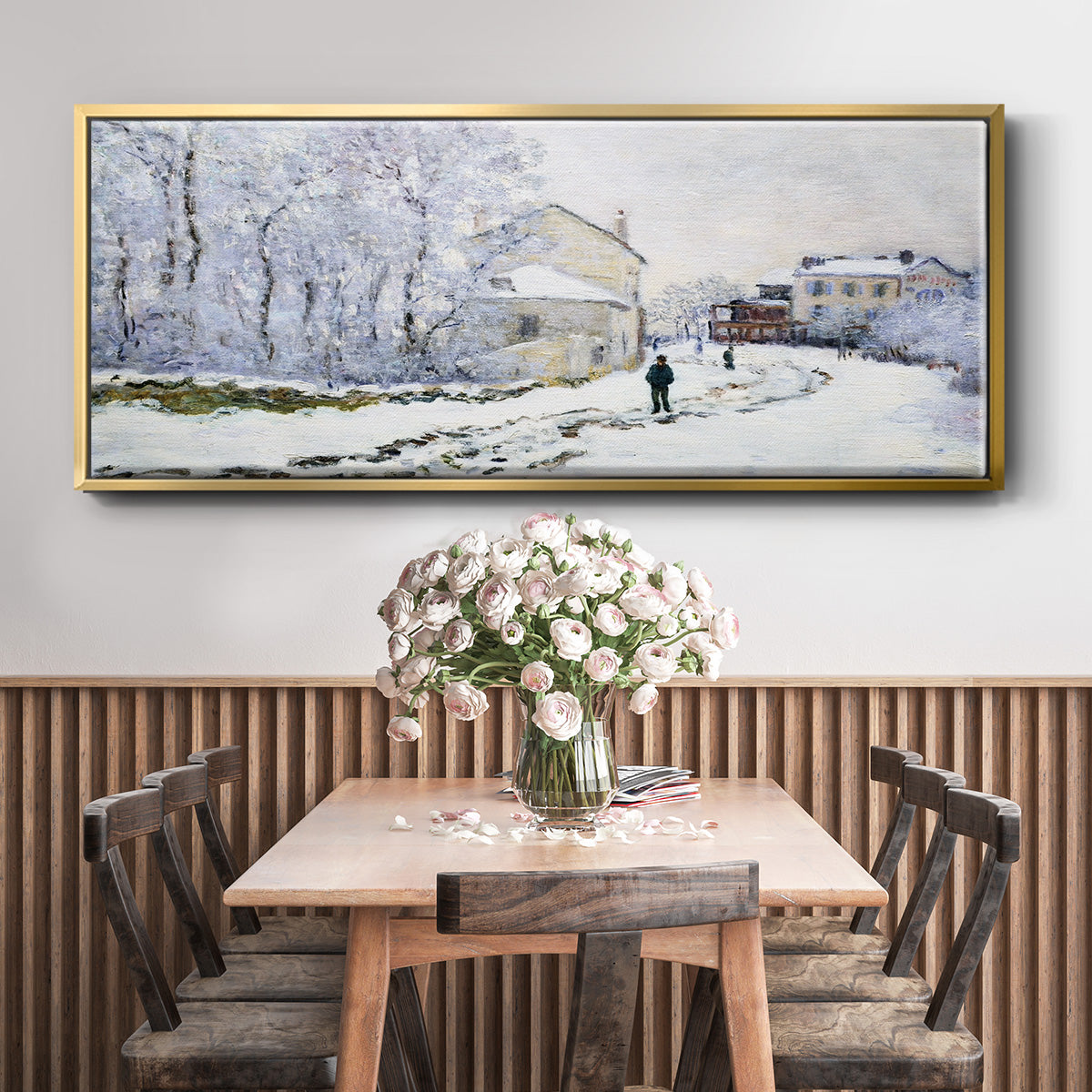 Snow in Argenteuil, 1875 - Floater Framed Canvas Print
