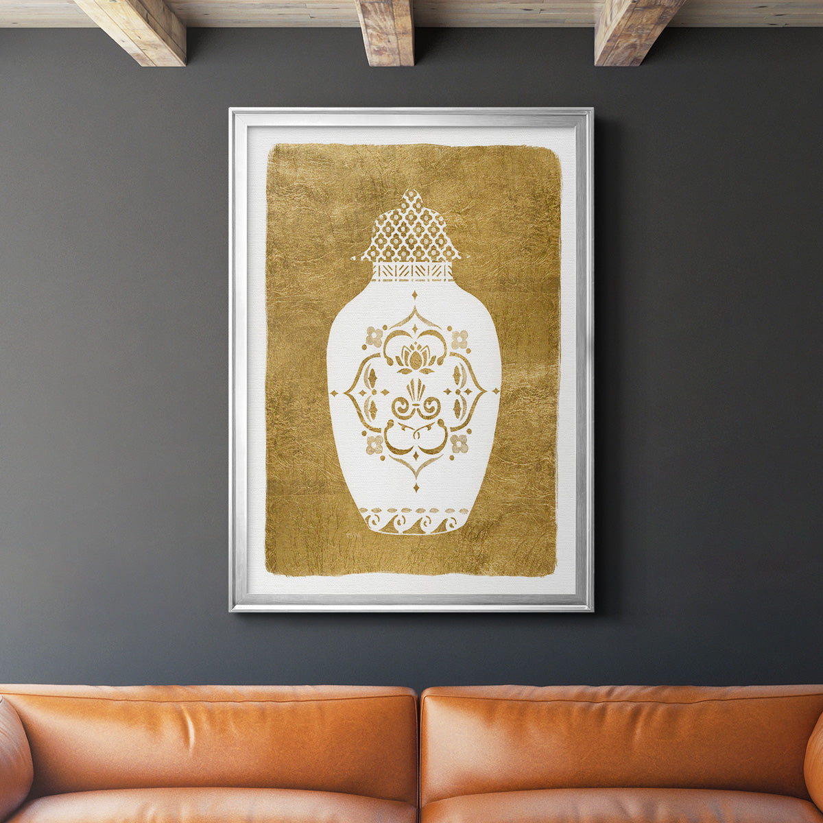 Golden Urn I - Modern Framed Canvas Print