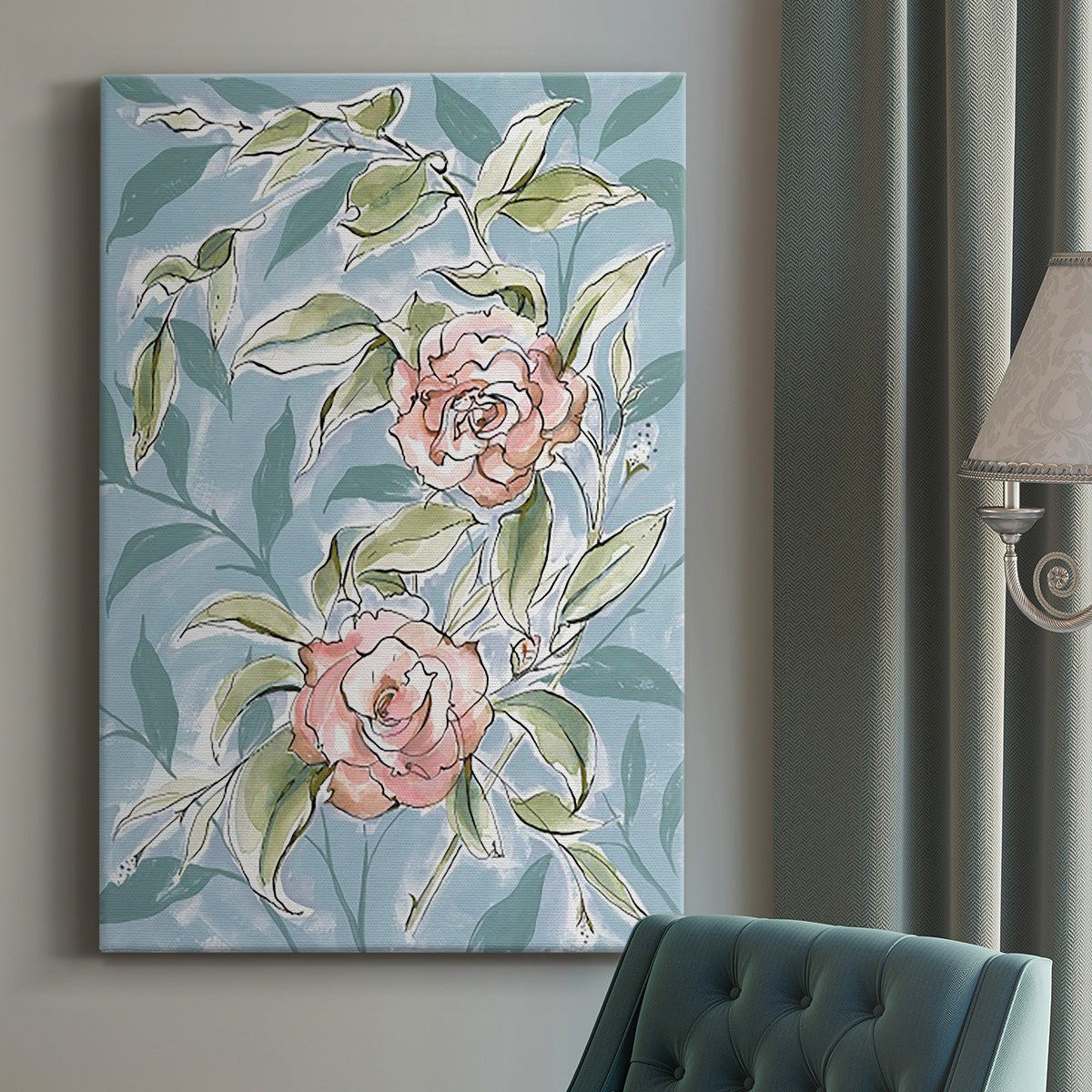 Faded Camellias II - Canvas Art Print