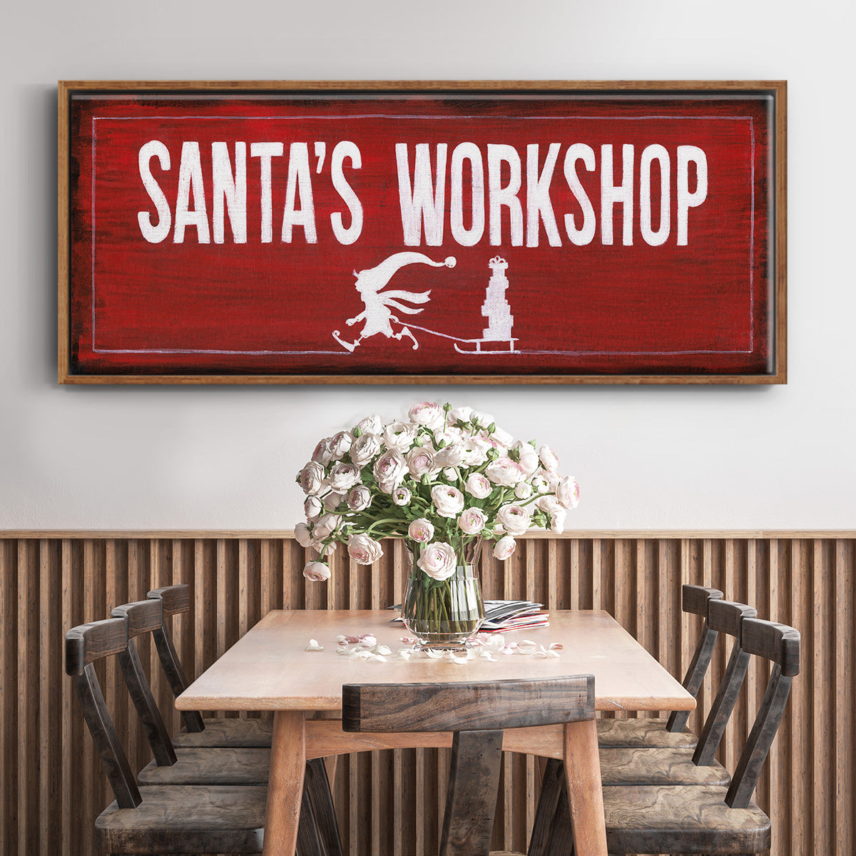 Santa's Workshop - Floater Framed Canvas Print